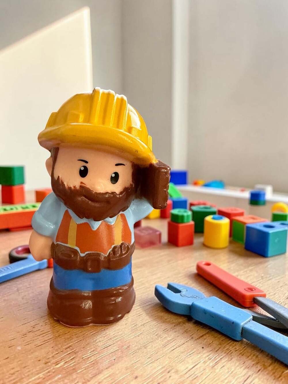 Fisher Price Little People Lumberjack Construction Worker with Beard & Board Toy